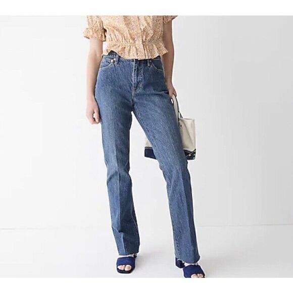 J CREW Womens Full-Length Demi-Boot Jeans EUC Raw Hem BF569 Slim-Straight 26 - Picture 1 of 12